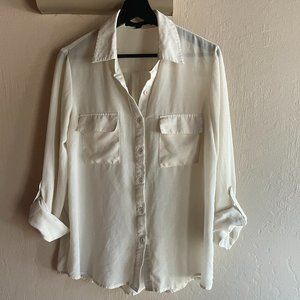 Sheer White Button Down Blouse